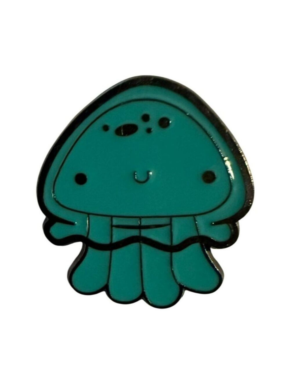 Cartoon Kawaii Jellyfish Enamel Pin With Rubber Backing - Cute Ocean-Themed